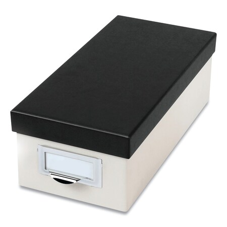 Oxford Index Card Storage Box, Holds 1,000 3x5 Cards, Pressboard, White/Black 406350